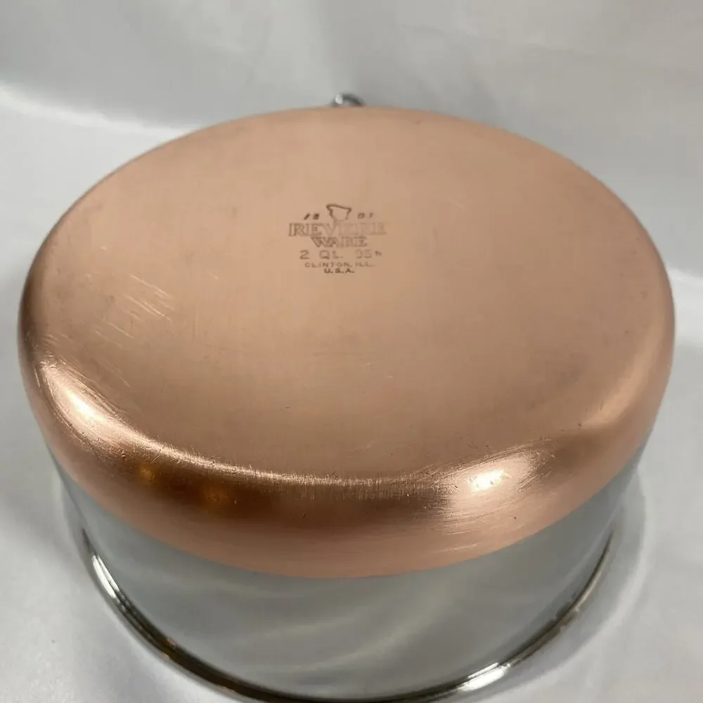 Revere Ware Copper Bottom 2 Qt Saucepan Steamer & Lid Clinton 95 h Stainless USA